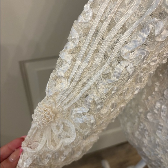 Vintage white lace beaded long sleeve blouse size L - Picture 15 of 16